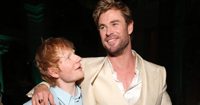 Chris Hemsworth shows off his drum skills in surprise guest appearance at Ed Sheeran’s concert