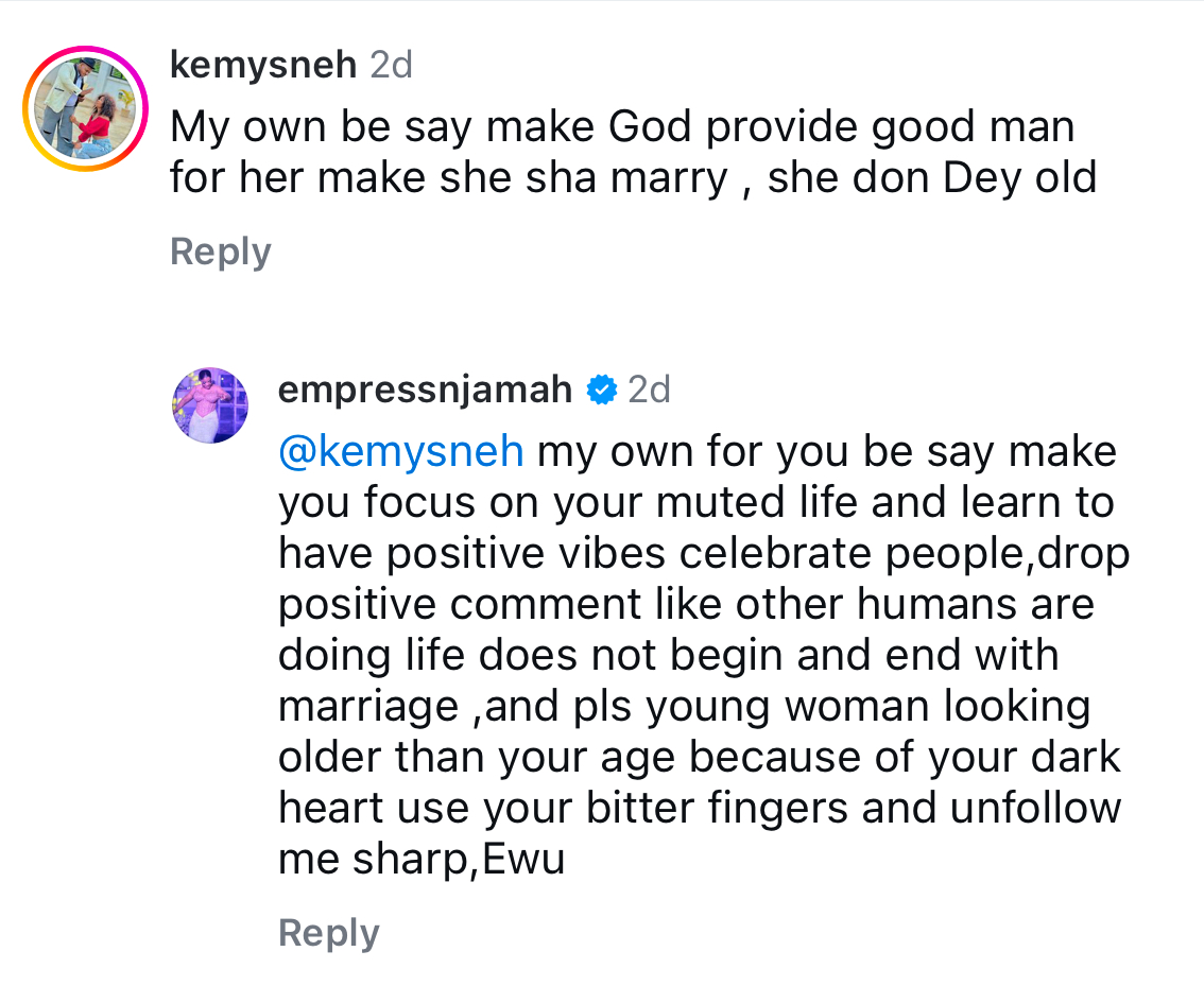 ?Life does not begin and end with marriage - Actress Empress Njamah replies troll who age-shamed her and asked her to go and get married