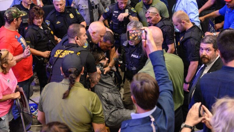 Man Storms Press Gallery After Trump Attacks Media During Pennsylvania Rally