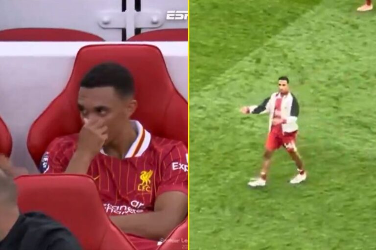 New footage shows Trent Alexander-Arnold’s frustrated reaction after Liverpool substitution