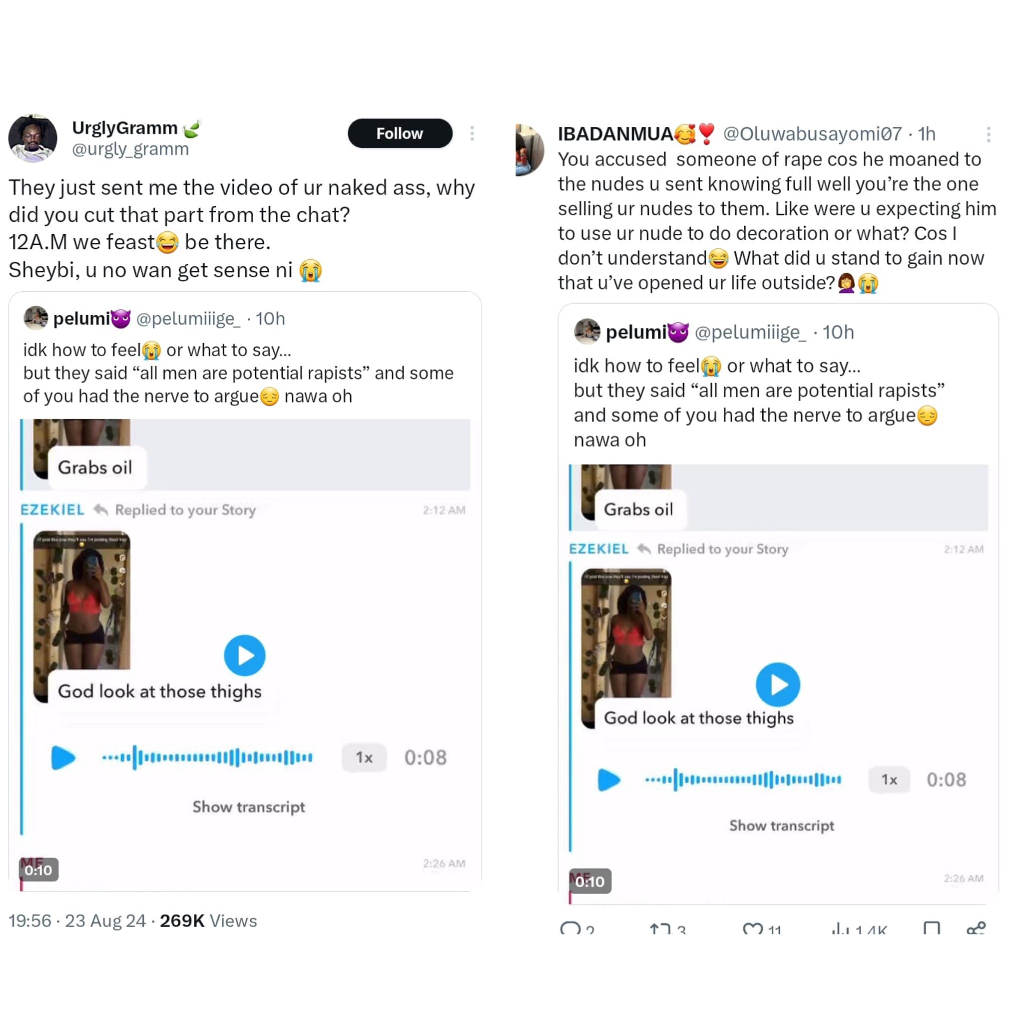 Nigerian lady deletes her tweet calling men ?potential r@pists? after being accused of selling her nud3s for N45k on Snapchat