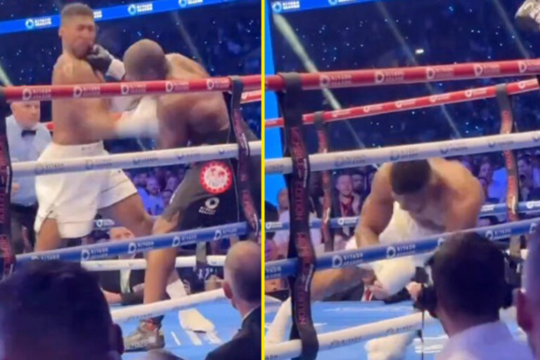 Brutal ringside footage shows the moment Daniel Dubois KO’d Anthony Joshua to defend IBF heavyweight title