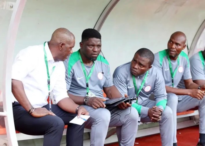 Eguavoen and his Super Eagles assistants Ilechukwu and Ogunmodede