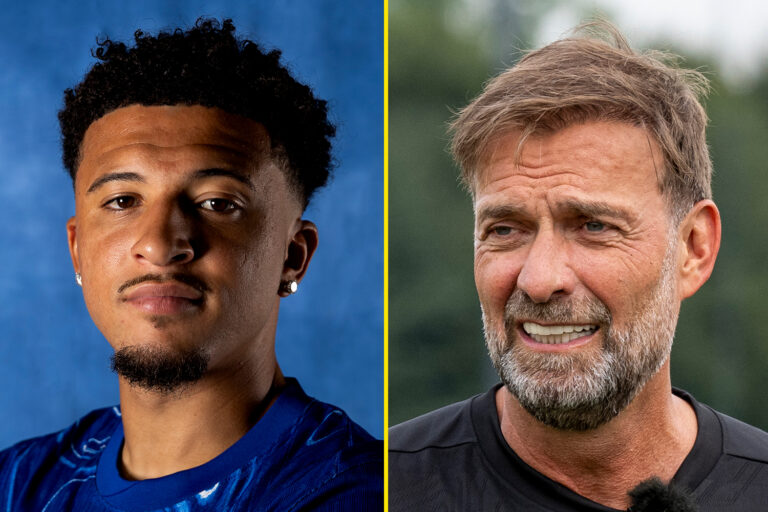 Jadon Sancho sends one-word message to Jurgen Klopp after ex-Liverpool boss questioned Manchester United treatment