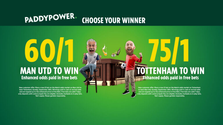 Manchester United v Tottenham offer: Get 60/1 on United to win or 75/1 on Tottenham to win with Paddy Power