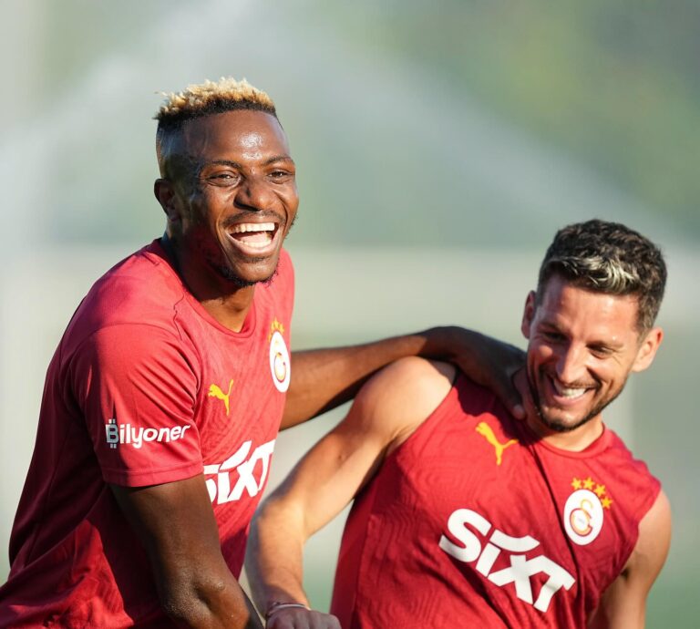 Pictures: Osimhen resumes bromance with Dries Mertens in first Galatasaray training