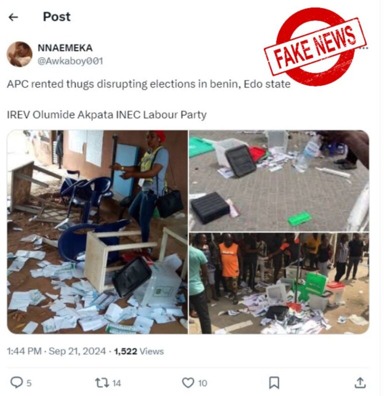 Photos alleging disruption of Edo election are from 2019, 2023 polls