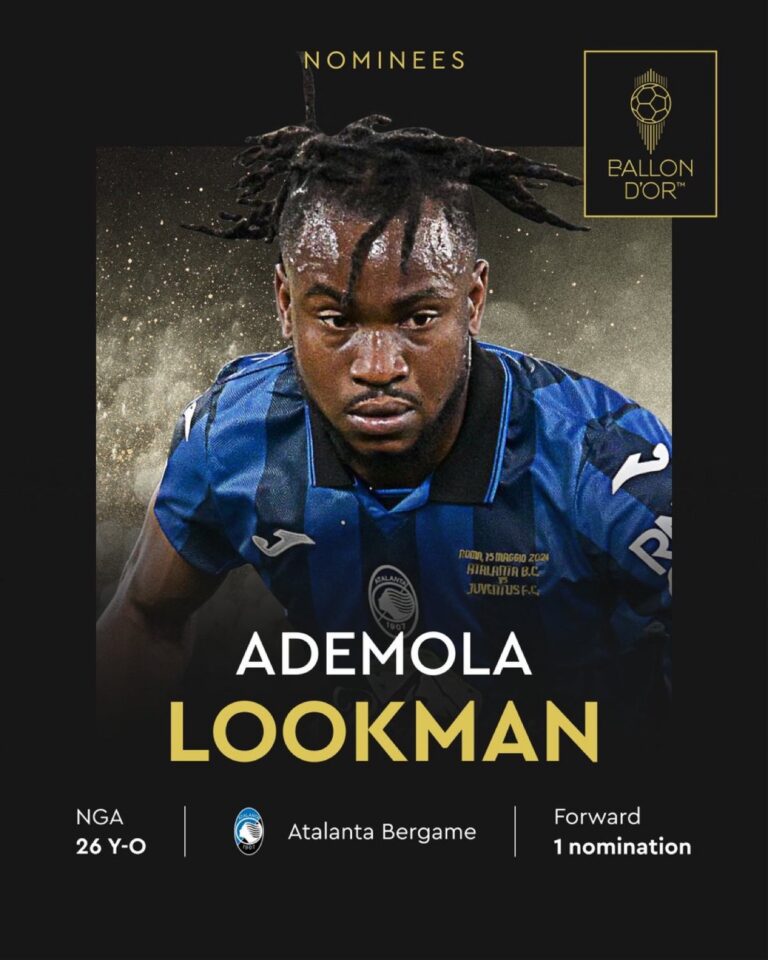 Super Eagles forward, Ademola Lookman nominated for Ballon d’or 2024 award [ See Full list]