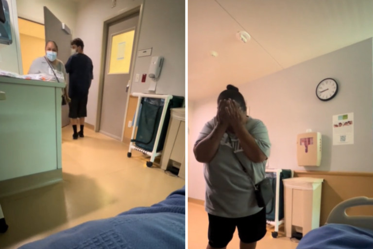 Woman surprised at hospital