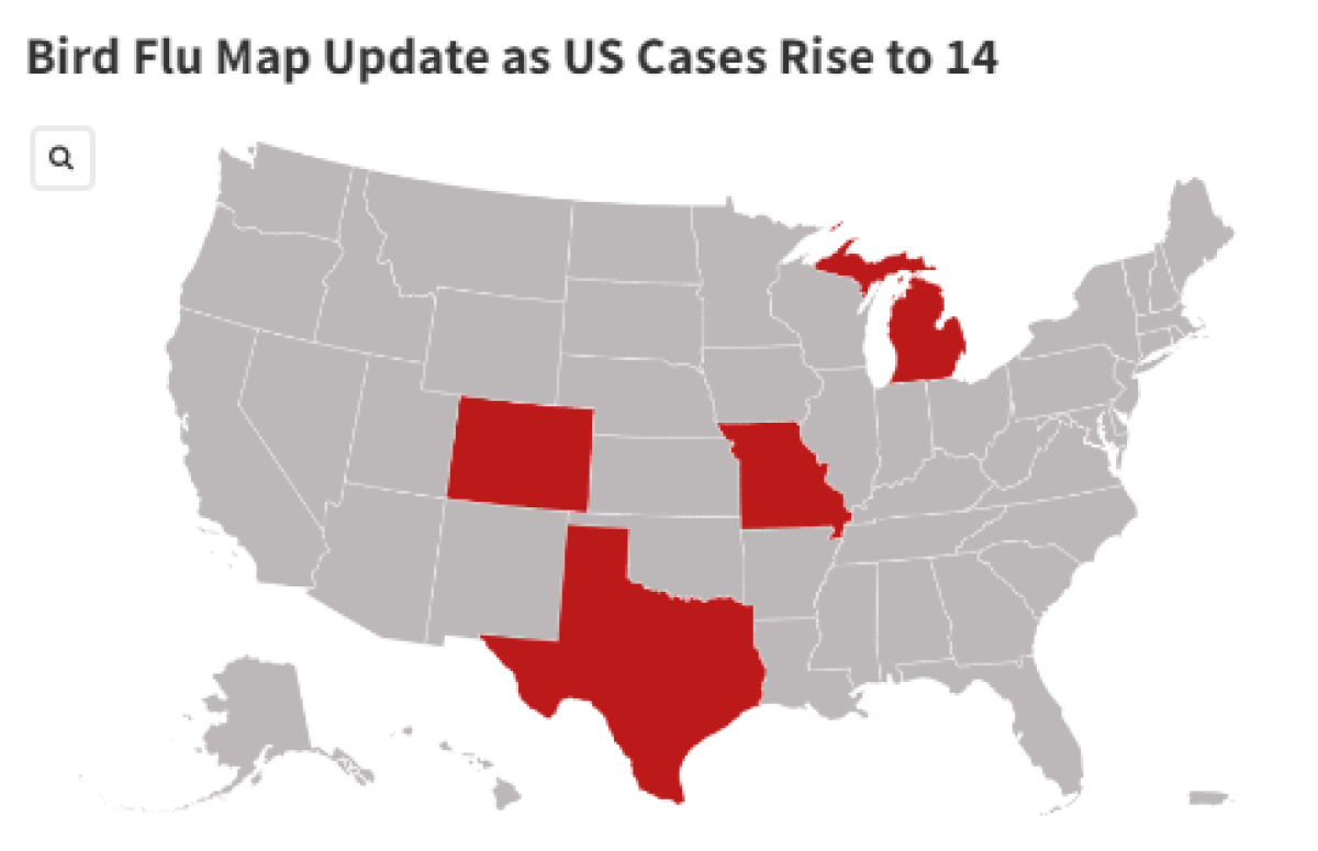 Bird Flu Map Update 14th Human Case