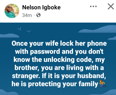 Once your wife locks her phone with password and you don