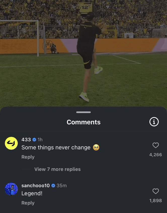 Sancho left this comment under Dortmund's video of Klopp on Instagram