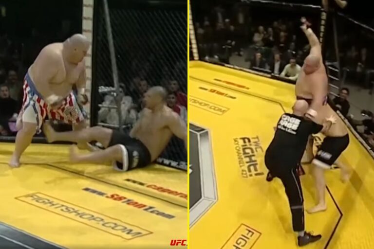 Butterbean bounced MMA fighter’s head off the cage in brutal 43-second KO but his opponent kept fighting while semi-conscious