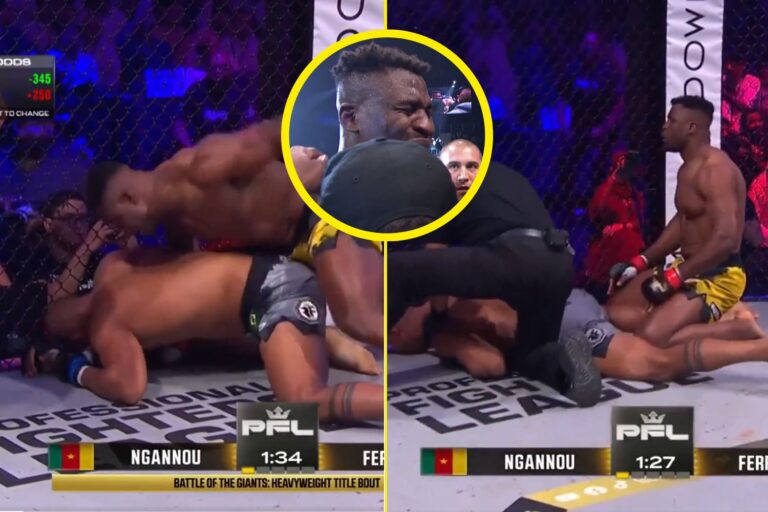 Francis Ngannou flattens Renan Ferreira with brutal first-round KO and breaks down in tears