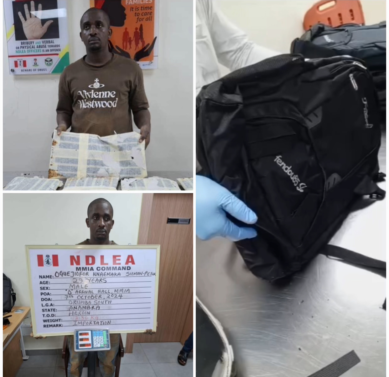 NDLEA arrests Thailand returnee with N3.1bn heroine