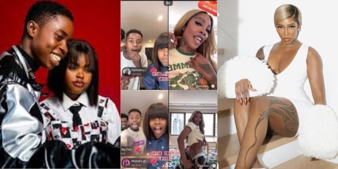 “Eh, mummy Tiwa” – Peller almost loses his mind as Tiwa Savage displays tattoo on her backside (Video)