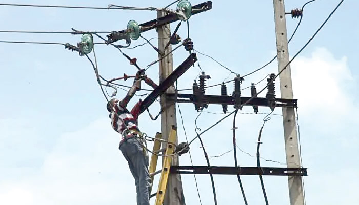 An electricity worker