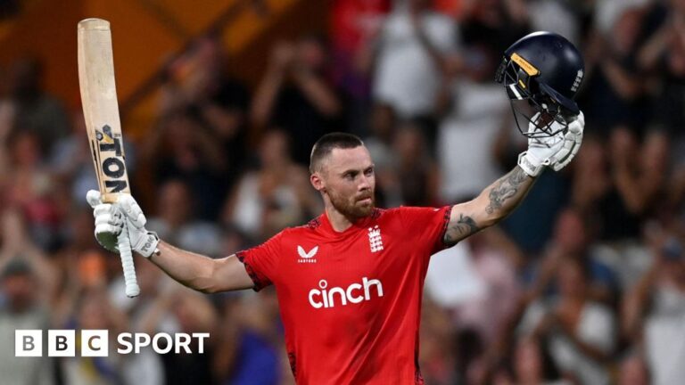 England in West Indies: Phil Salt hits century to power tourists to victory in first T20