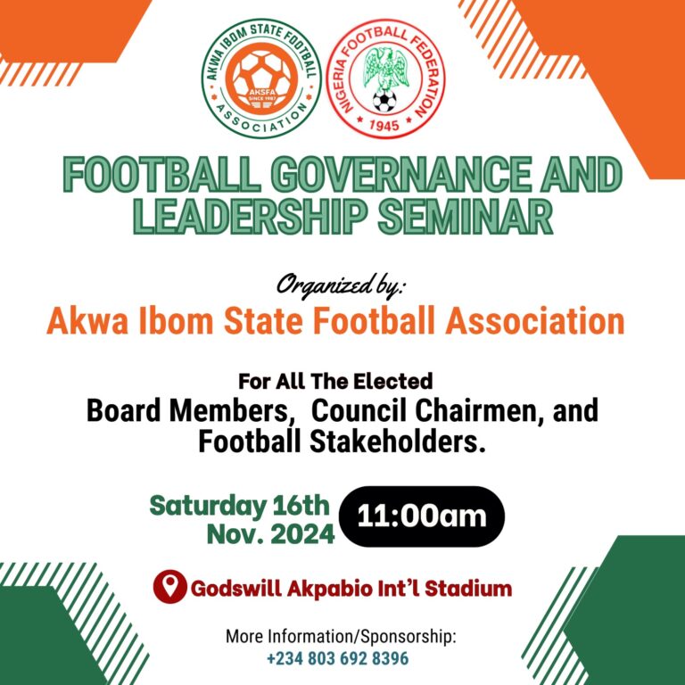 Godswill Akpabio International Stadium to host AKSFA powered seminar for Football Administrators in Akwa Ibom State