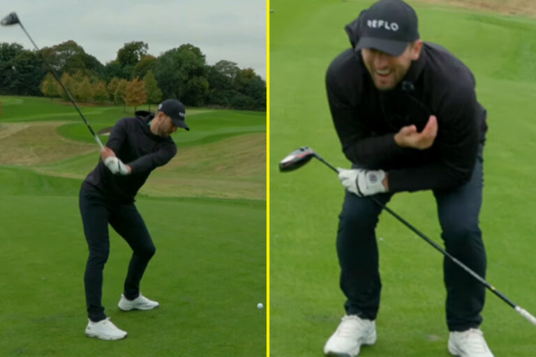 ‘My heart!’ – Harry Kane nearly hits first ever hole-in-one in incredible style in YouTube game with Rick Shiels