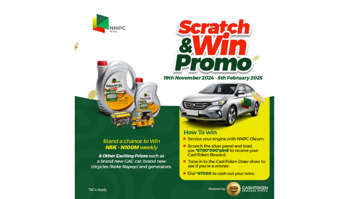 NNPC Limited Partners with CashToken Rewards Africa to Launch the “Oleum Scratch and Win Promo” Rewards Program