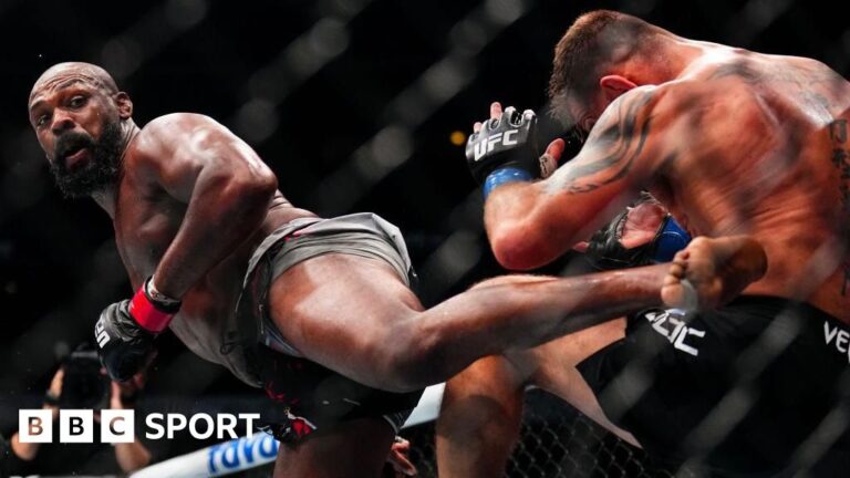 UFC 309: Jon Jones stops Stipe Miocic with spinning kick to retain heavyweight title