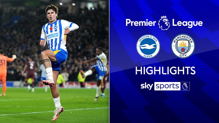 Highlights from the Premier League match between Brighton & Hove Albion and Manchester City.